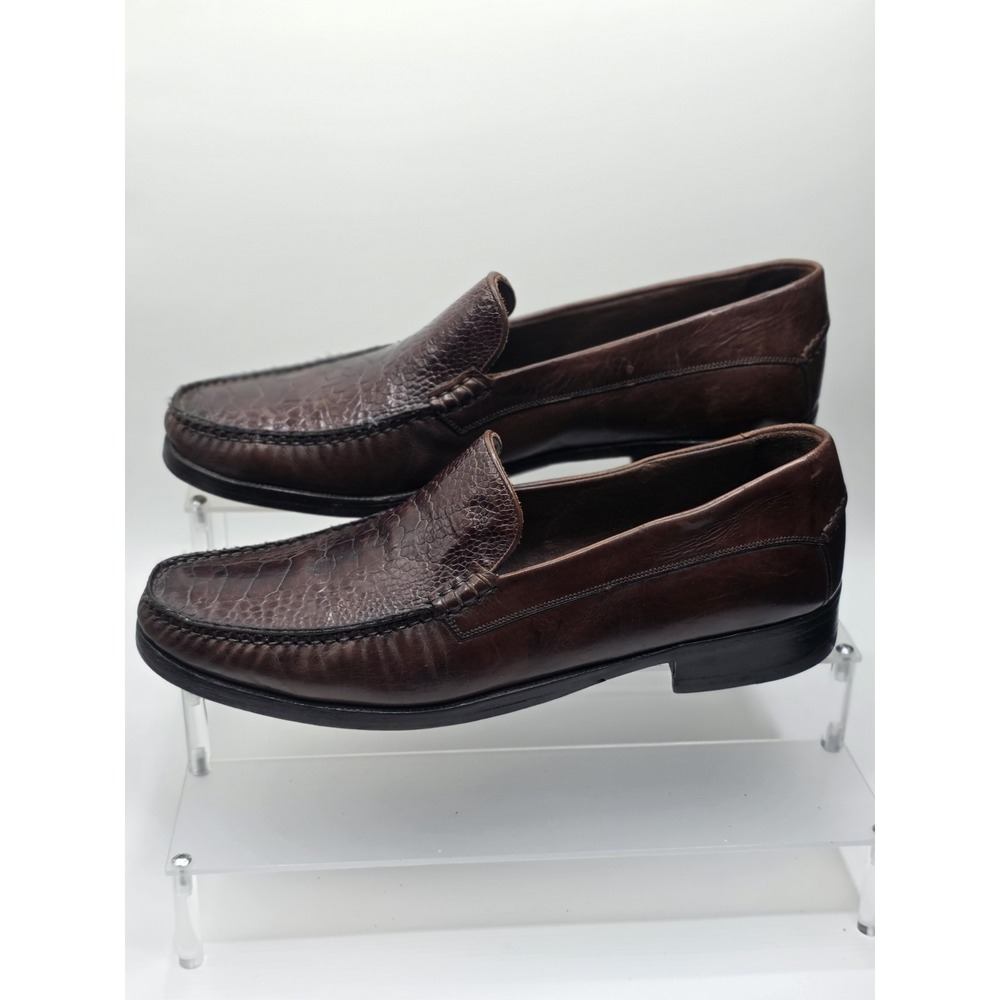 Johnston & Murphy Brown Croc Loafers Men's 11.5 M Leather Casual Shoes Slip On